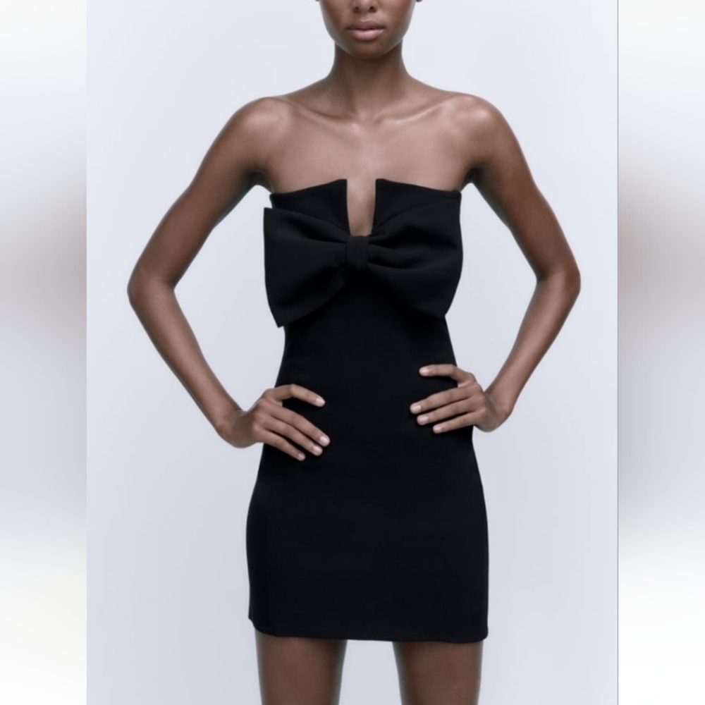 Zara tied mini dress with Bow Detailing Cocktail Sz-L